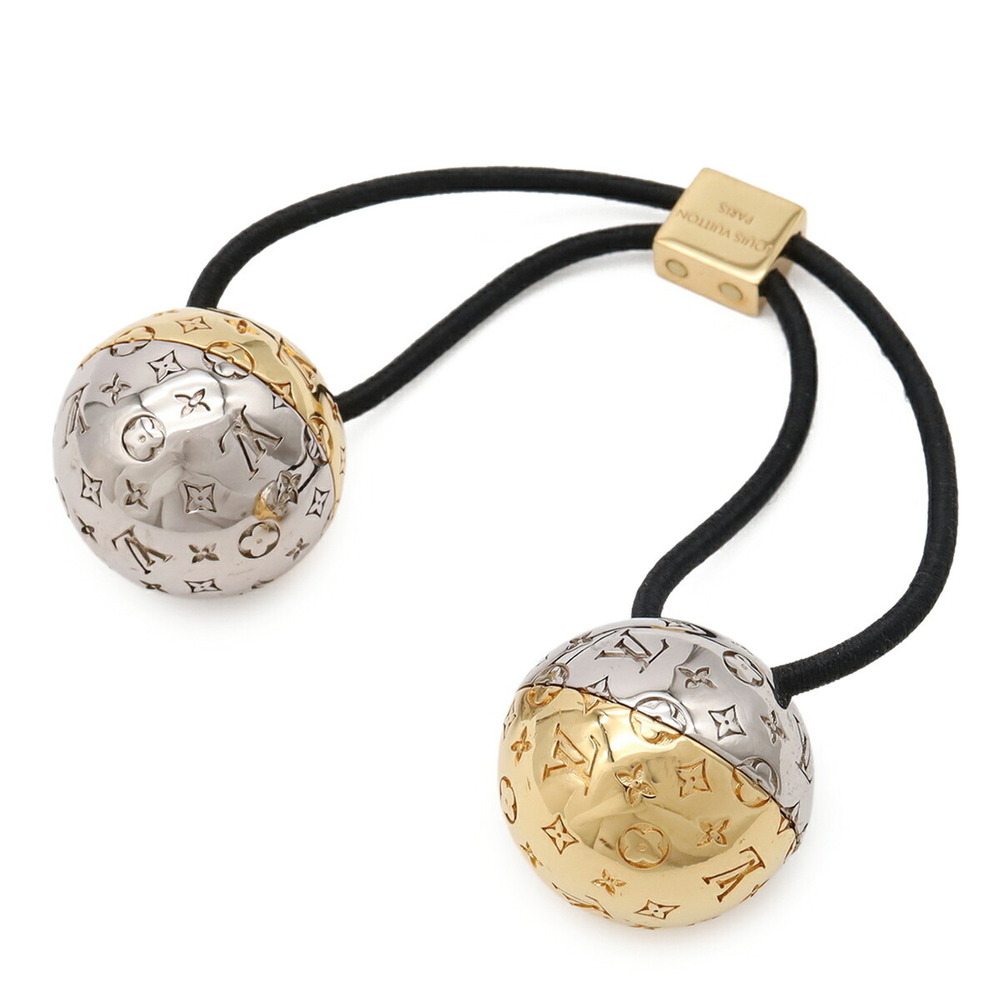LOUIS VUITTON Nano Monogram Scrunchie Nanogram Planet LV Hair Tie Gold Silver...